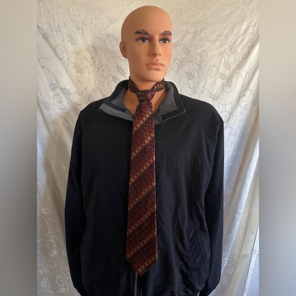 Dockers 100% Silk Brown Circle Stripe Pattern Tie (Good Condition)